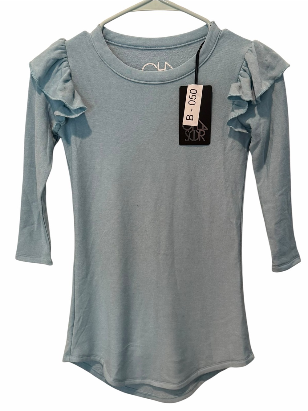 Chaser Girls Blue Ruffle Sleeve Knit Dress Size 6 NWT Soft Casual